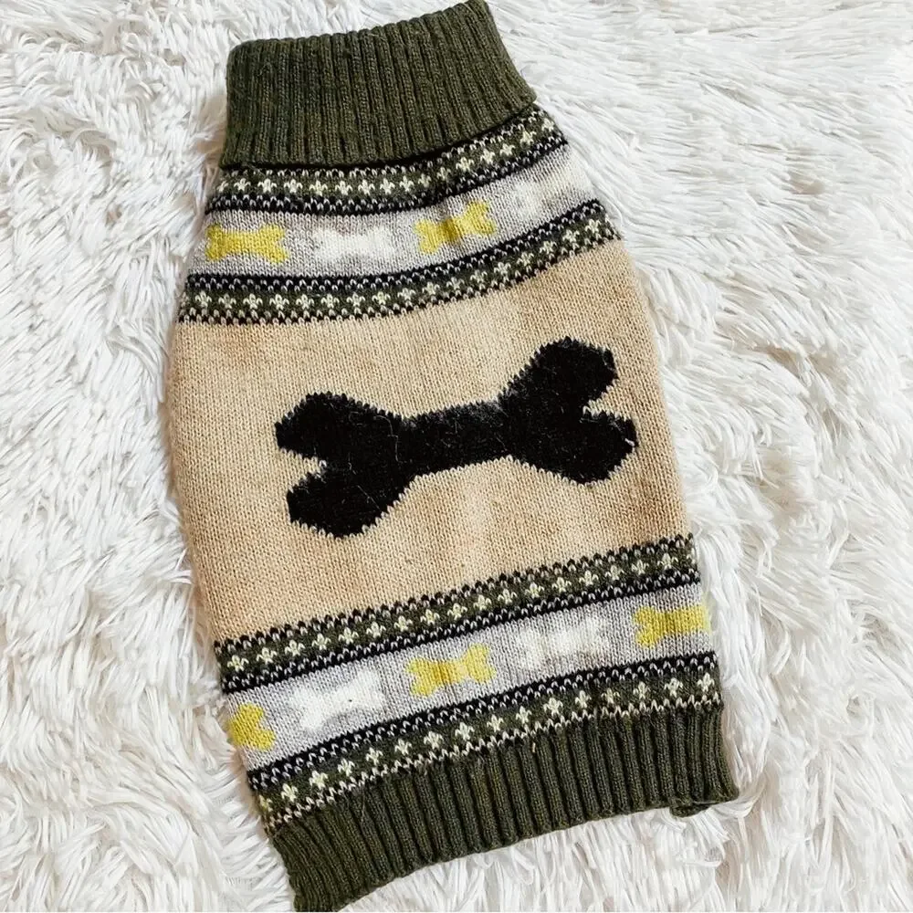 WAG-A-Tude • Dog Bone Print Knit Winter Sweater Costume
